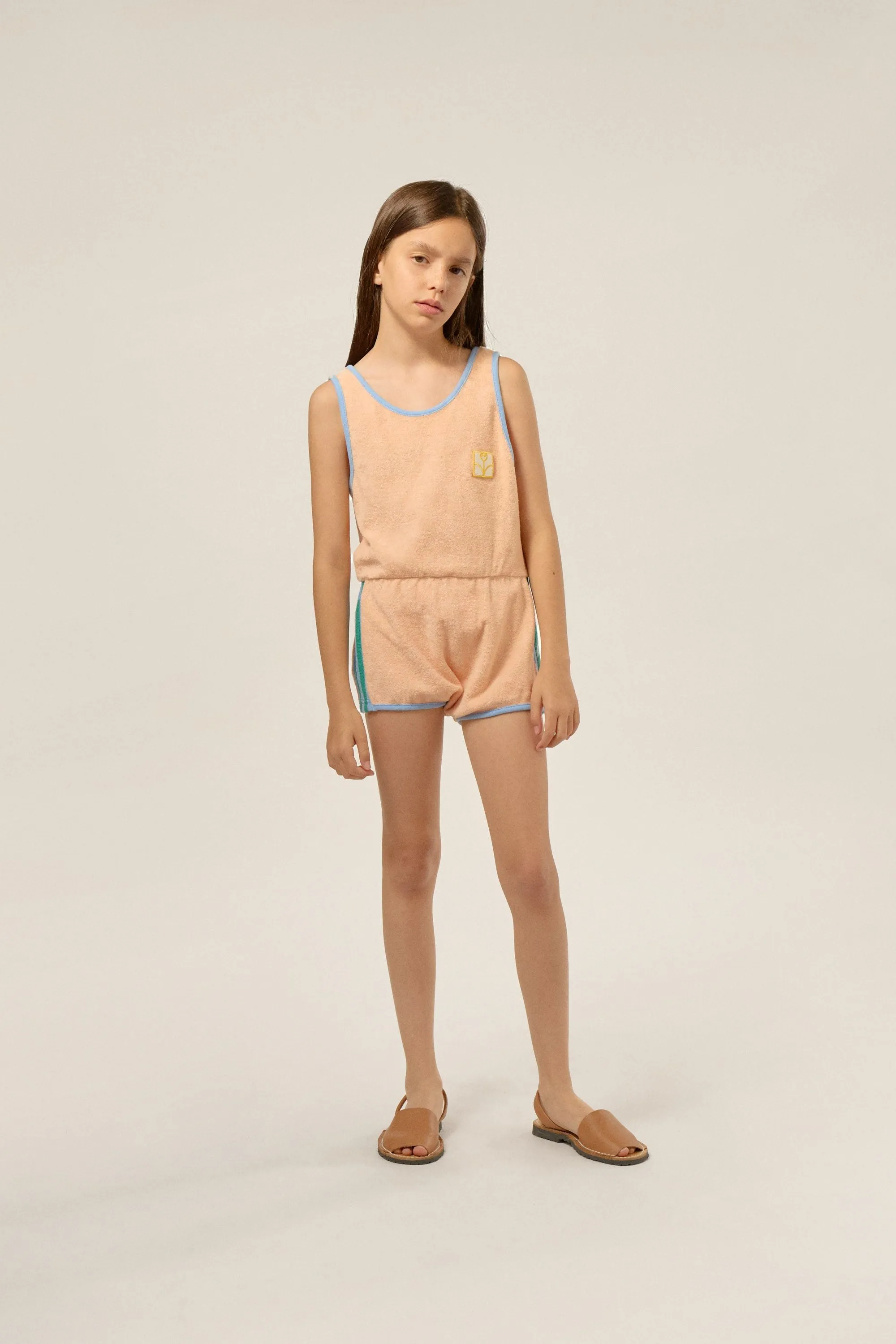 Color Block Overall in Peach