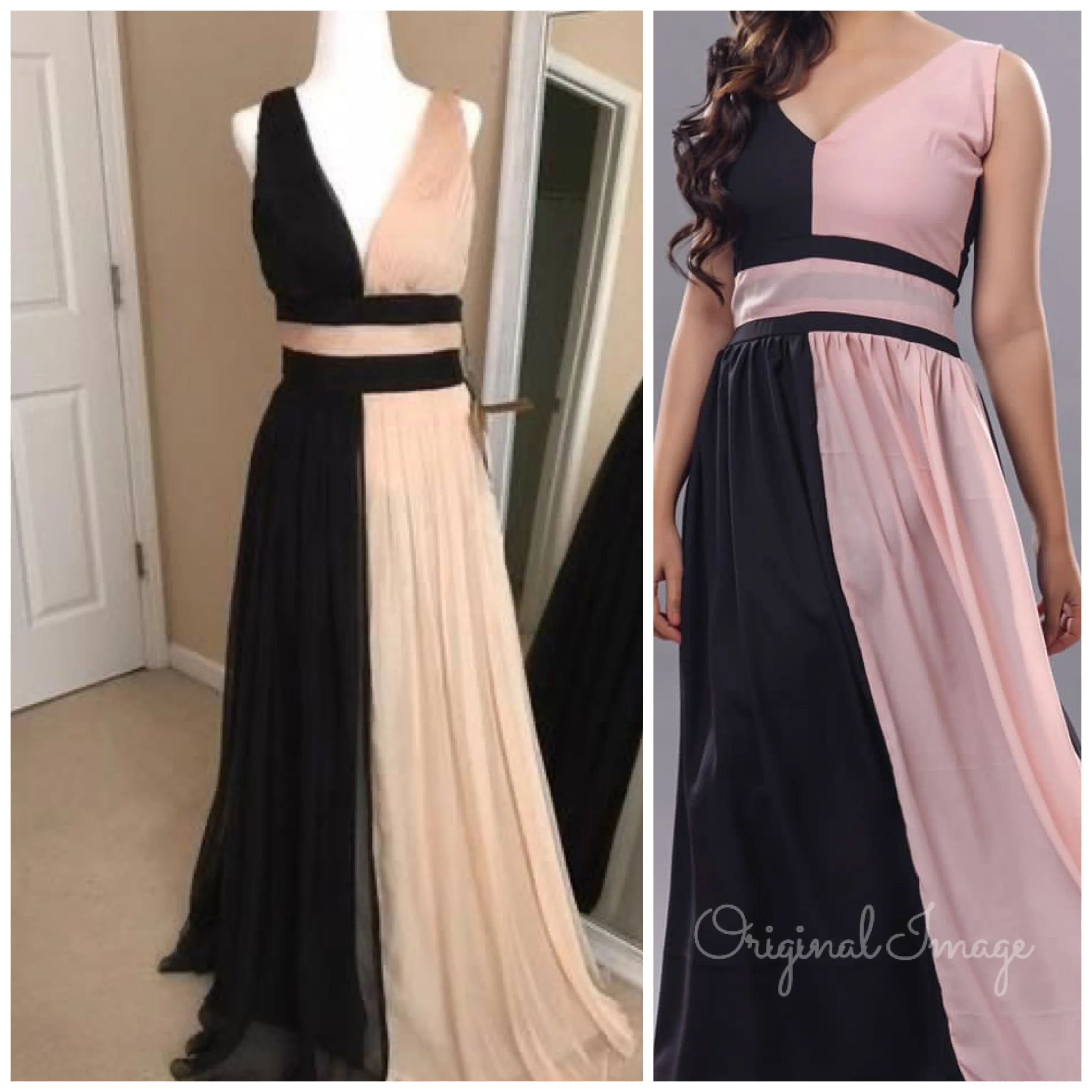 Penelope Color Block A-line Gown