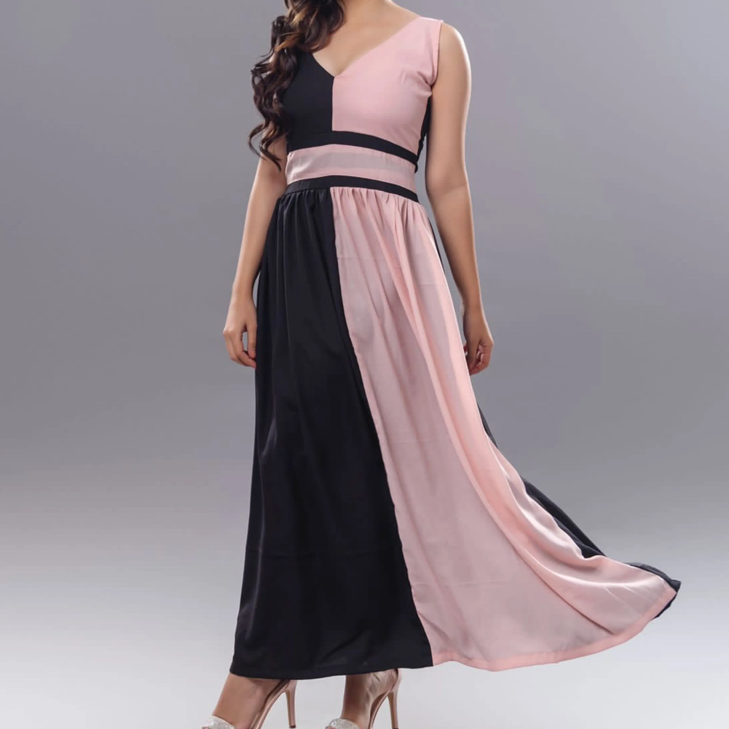 Penelope Color Block A-line Gown
