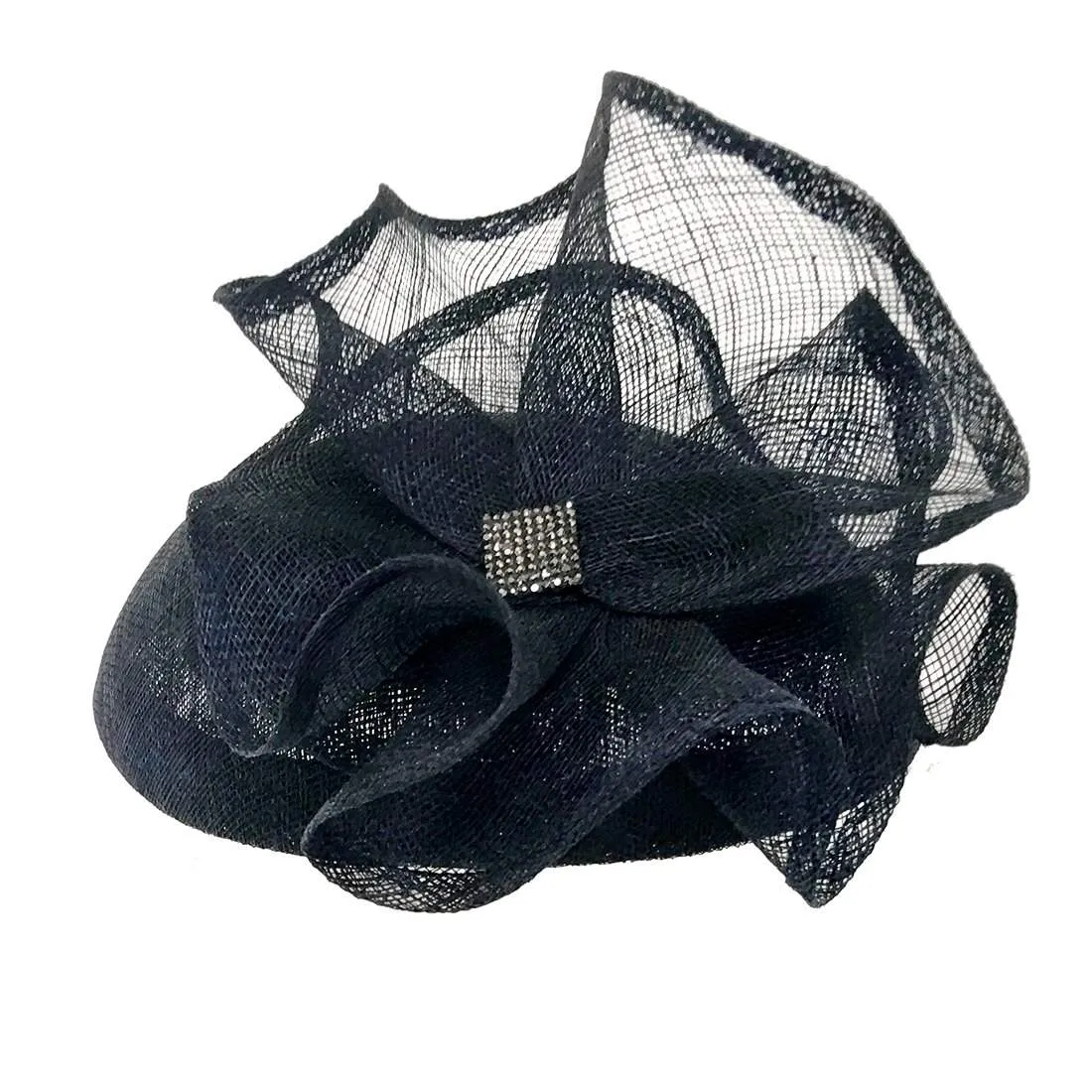 Sinamay Fascinator Hat with Flower&Rhienstones