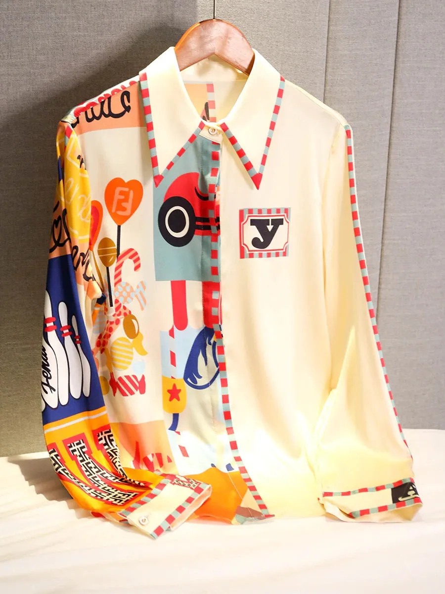 Yang Color Block Satin Shirt