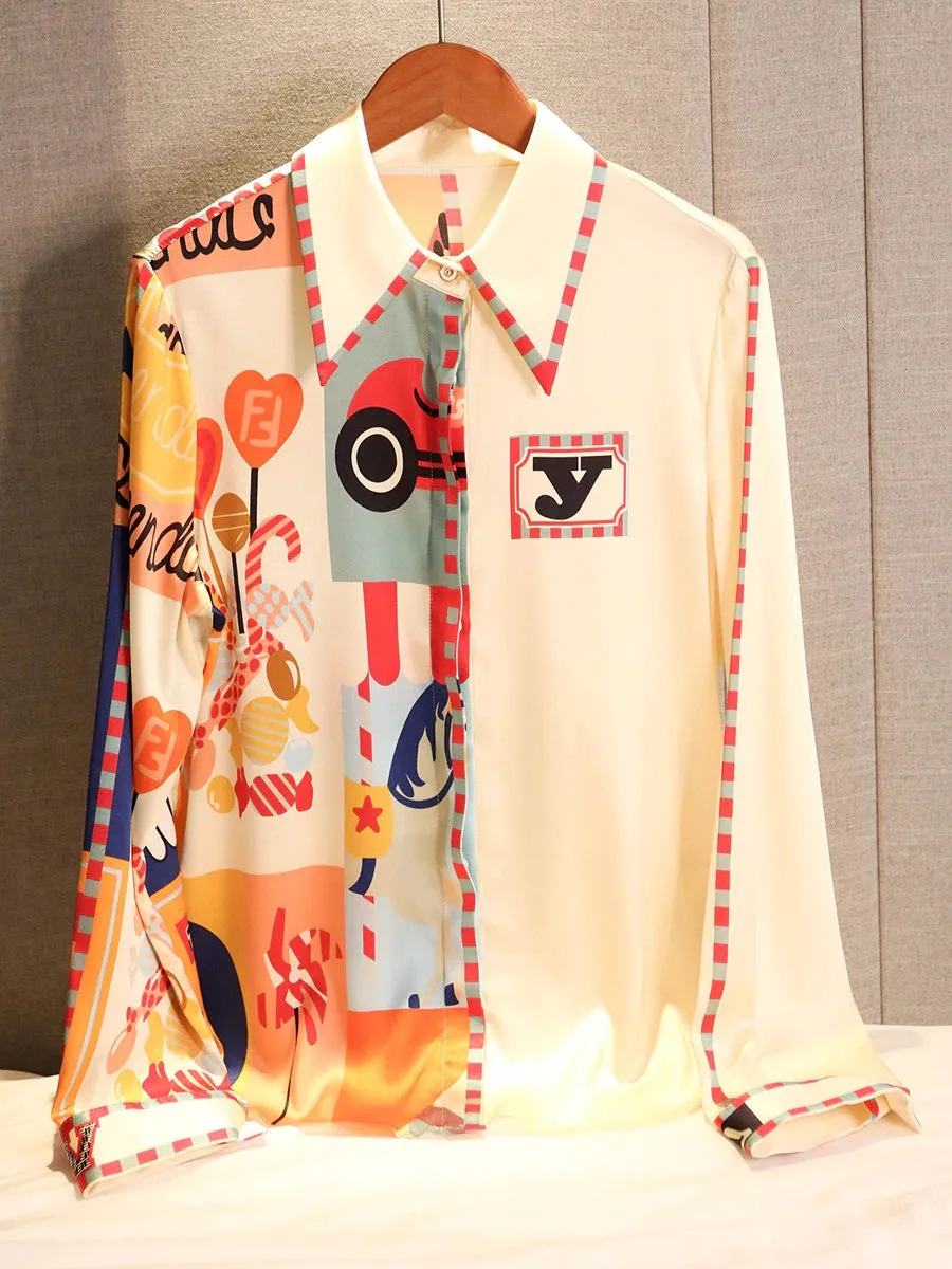 Yang Color Block Satin Shirt